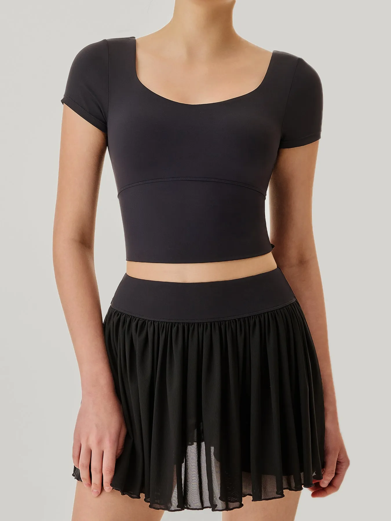 Black Mesh Short Sleeve Top--Light Support sold by BERLOOK product image thumbnail 2