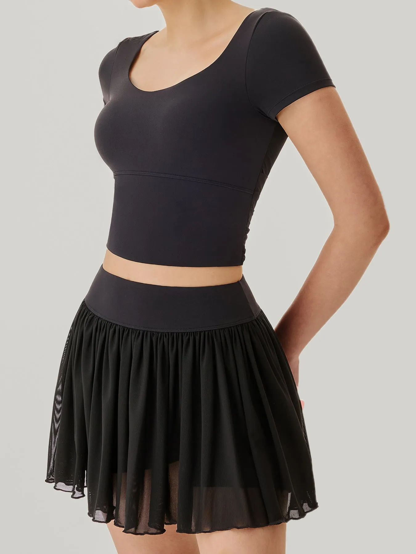 Black Mesh Short Sleeve Top--Light Support sold by BERLOOK product image thumbnail 3