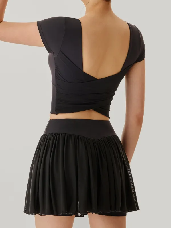 Black Mesh Short Sleeve Top--Light Support sold by BERLOOK