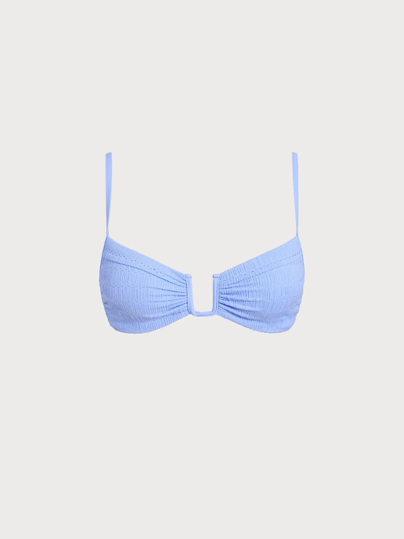 Light Blue Textured U-Bar Bikini Top sold by BERLOOK product image thumbnail 4