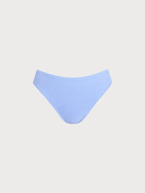Light Blue Textured Natural Waisted Bikini Bottom sold by BERLOOK