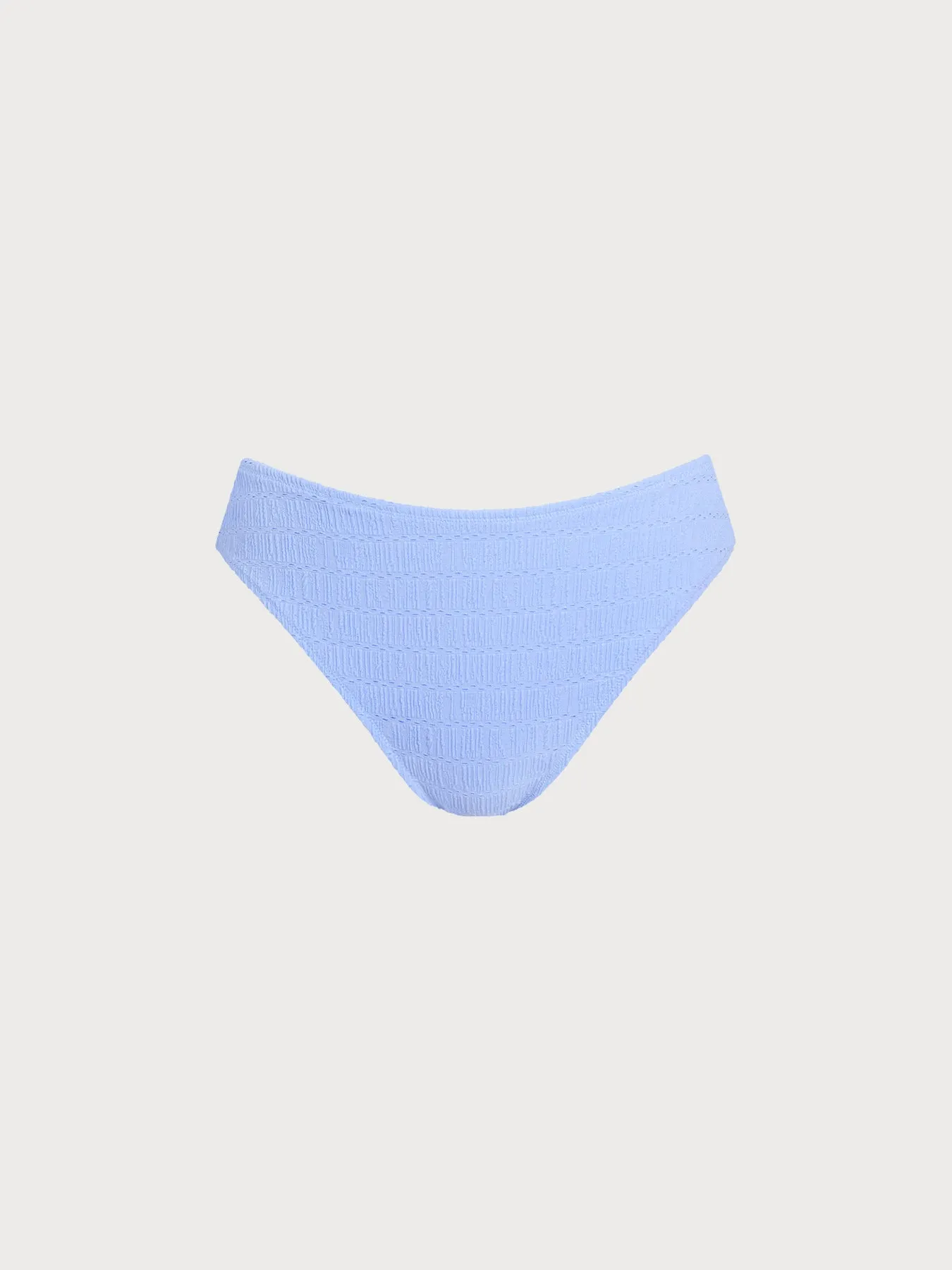 Light Blue Textured Natural Waisted Bikini Bottom sold by BERLOOK