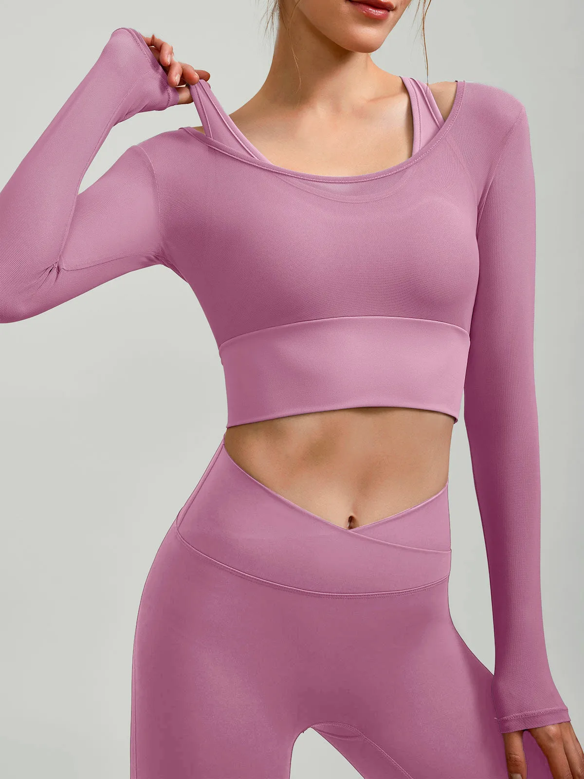 Pink U Neck Long Sleeve Top - Light Support sold by BERLOOK product image thumbnail 3