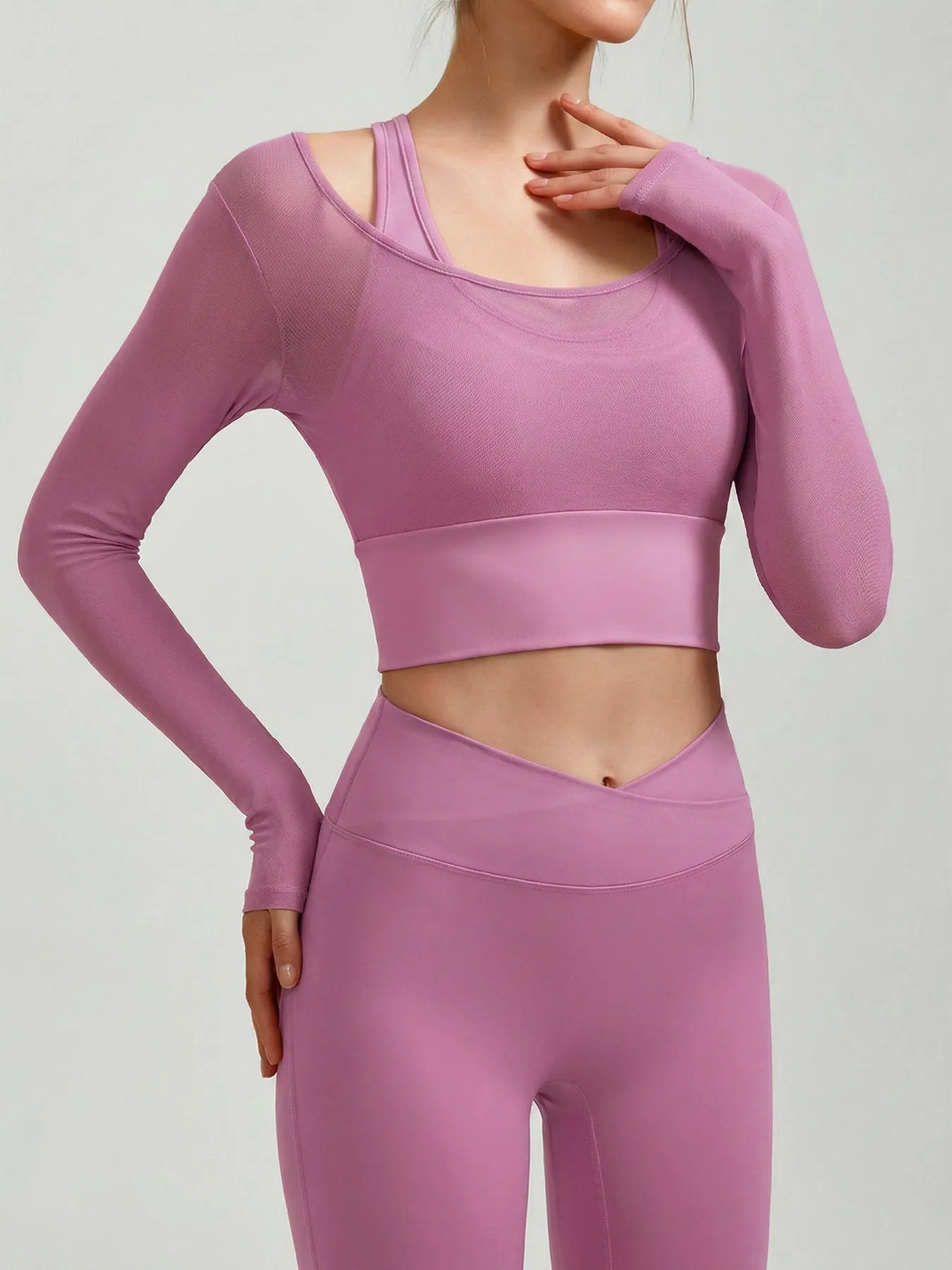 Pink U Neck Long Sleeve Top - Light Support sold by BERLOOK product image thumbnail 4