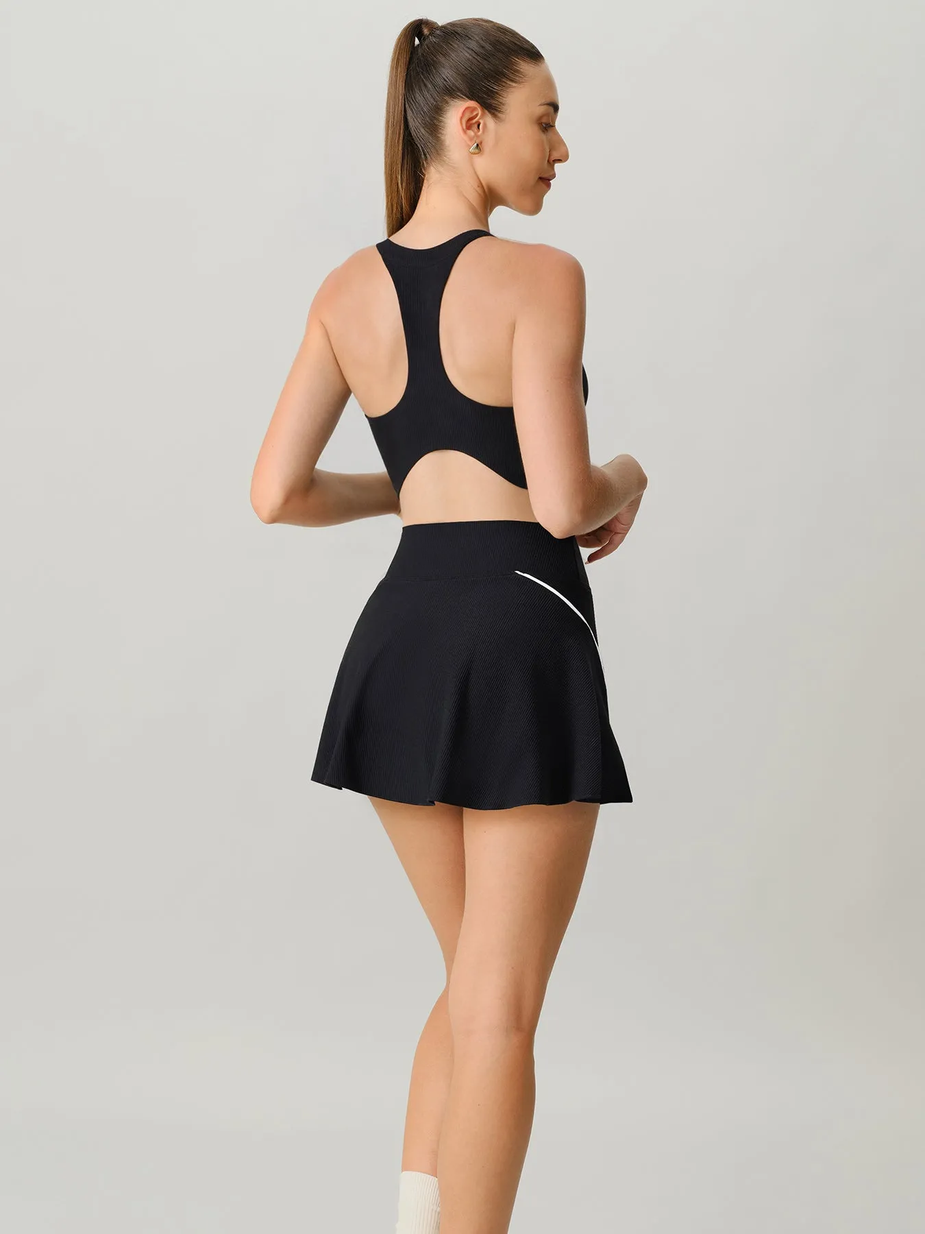 Black Contrast A-Line Sports Skirt sold by BERLOOK product image thumbnail 5