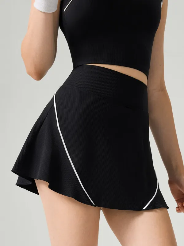 Black Contrast A-Line Sports Skirt made by BERLOOK