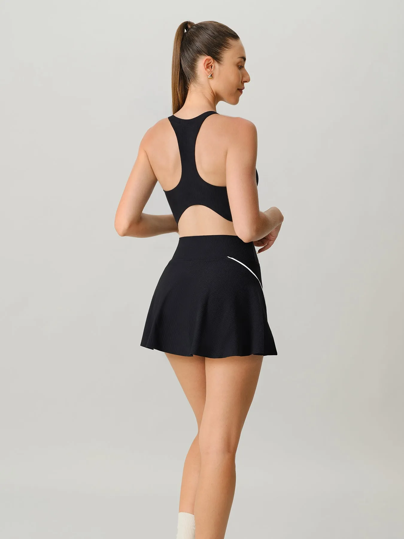 Black Mesh Round Neck Sports Bra - Light Support sold by BERLOOK product image thumbnail 2