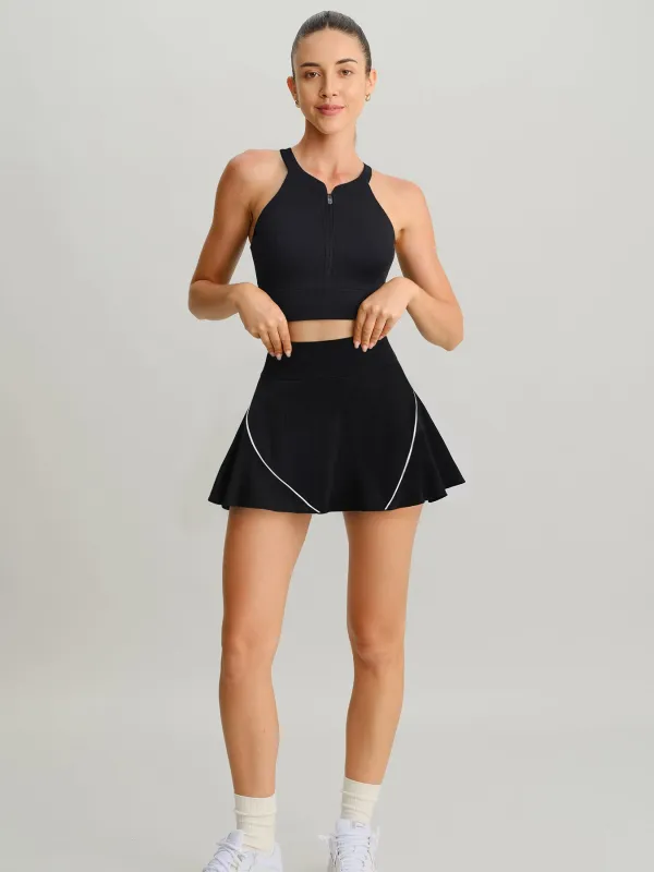 Black Mesh Round Neck Sports Bra - Light Support sold by BERLOOK