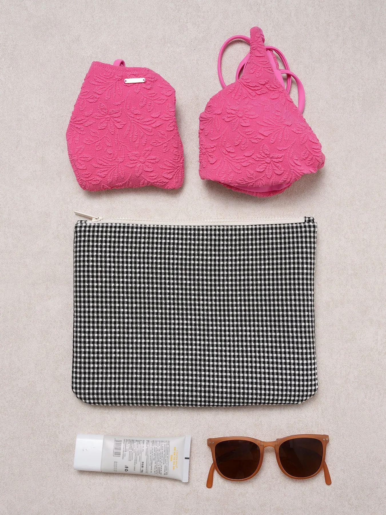 Black Gingham Beach Pouch sold by BERLOOK product image thumbnail 4