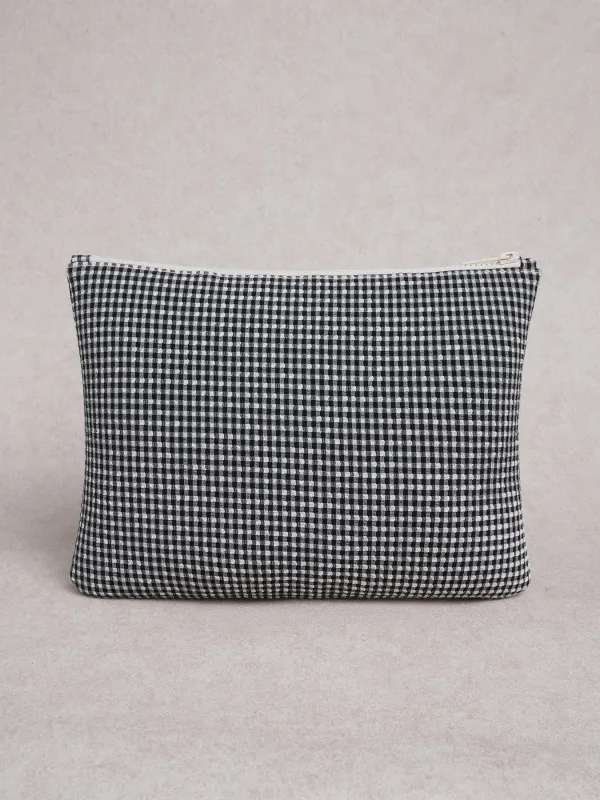 Black Gingham Beach Pouch sold by BERLOOK