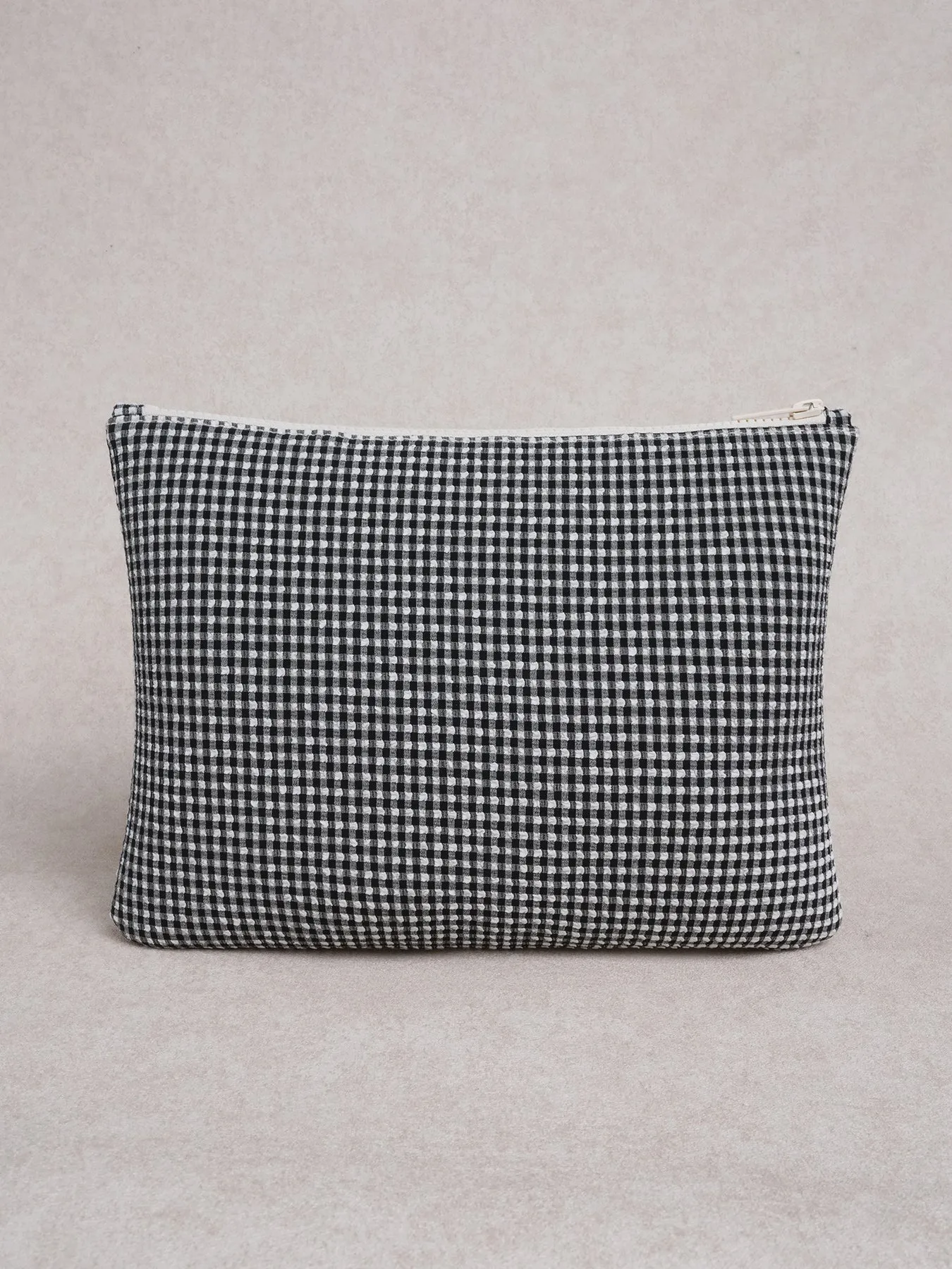Black Gingham Beach Pouch sold by BERLOOK