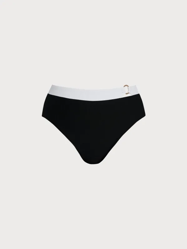 Black Natural Waisted Plus Size Bikini Bottom made by BERLOOK
