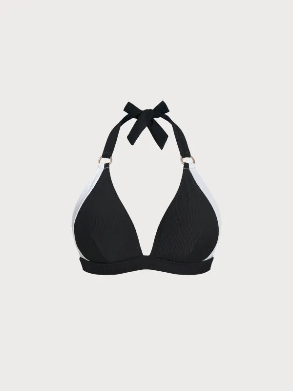 Black Strappy Halter Plus Size Bikini Top made by BERLOOK