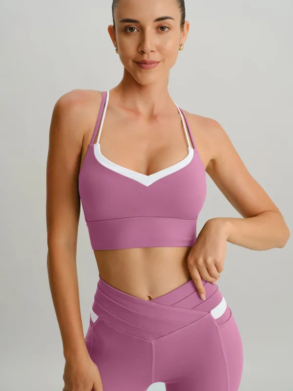 Pink Contrast X Cross Sports Bra made by BERLOOK