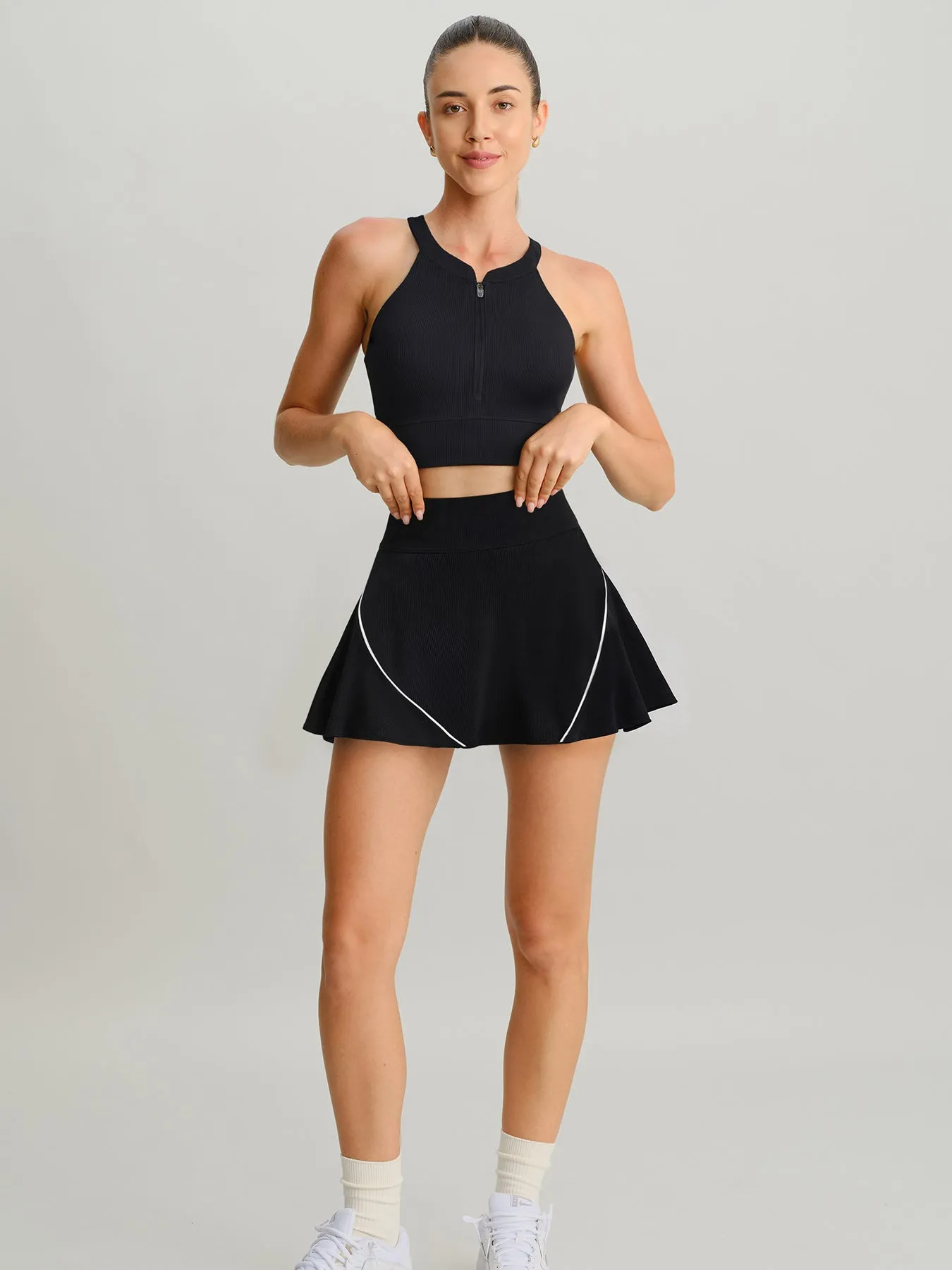 Black Round Neck Sports Bra - Light Support sold by BERLOOK