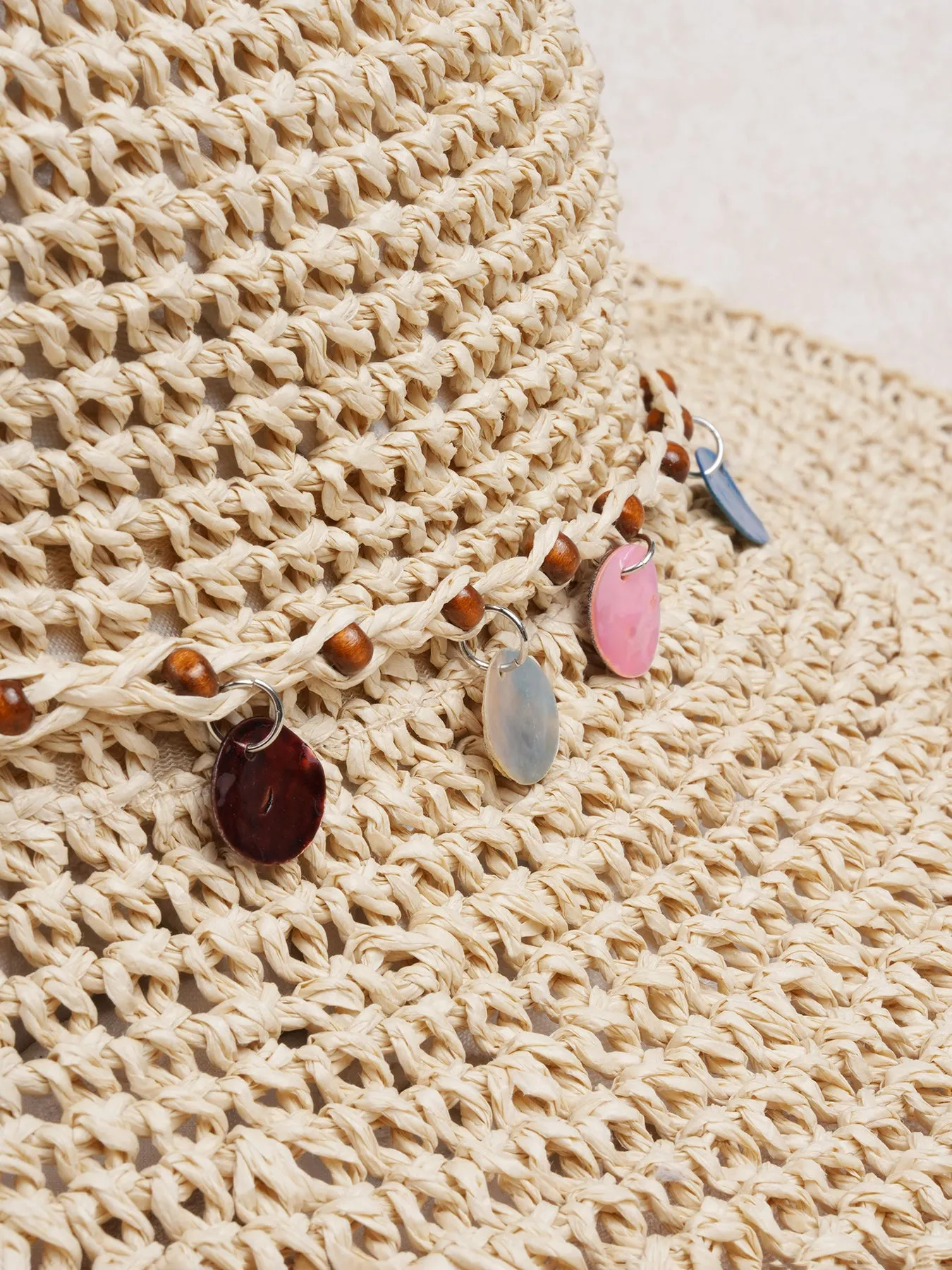 Off White Boho Shell Decor Sun Hat sold by BERLOOK product image thumbnail 2