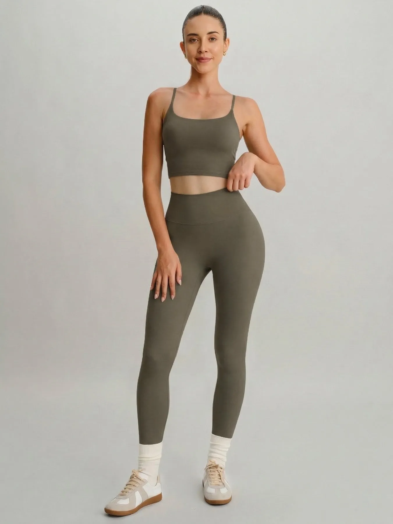 Brown High Waisted Leggings 24" sold by BERLOOK product image thumbnail 4