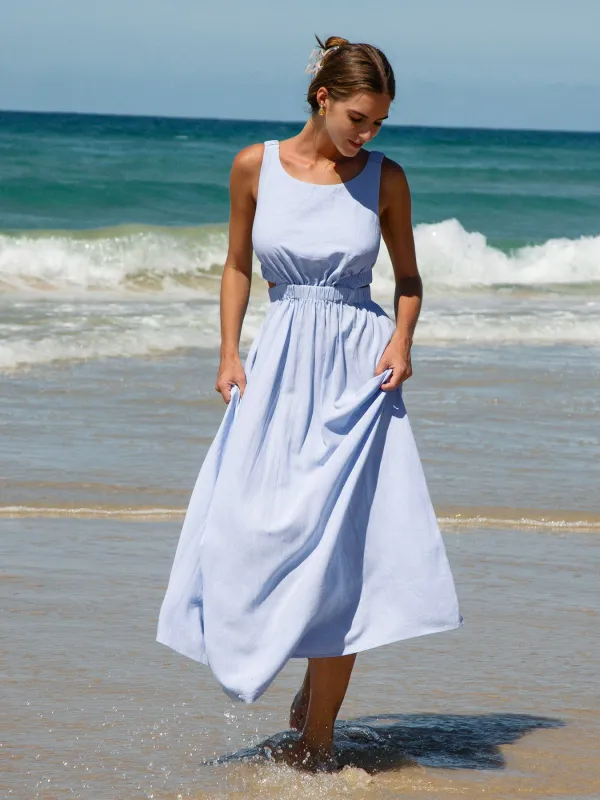 Blue Backless Beach Dress made by BERLOOK