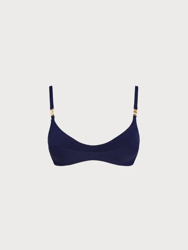 Navy Gold-Accented Bikini Top made by BERLOOK