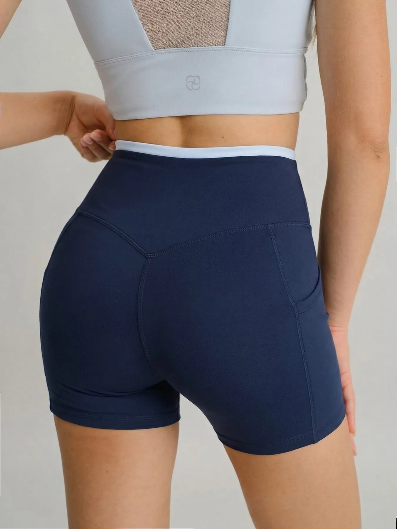 Navy High-Waist Pocket Biker Shorts 3" sold by BERLOOK product image thumbnail 2