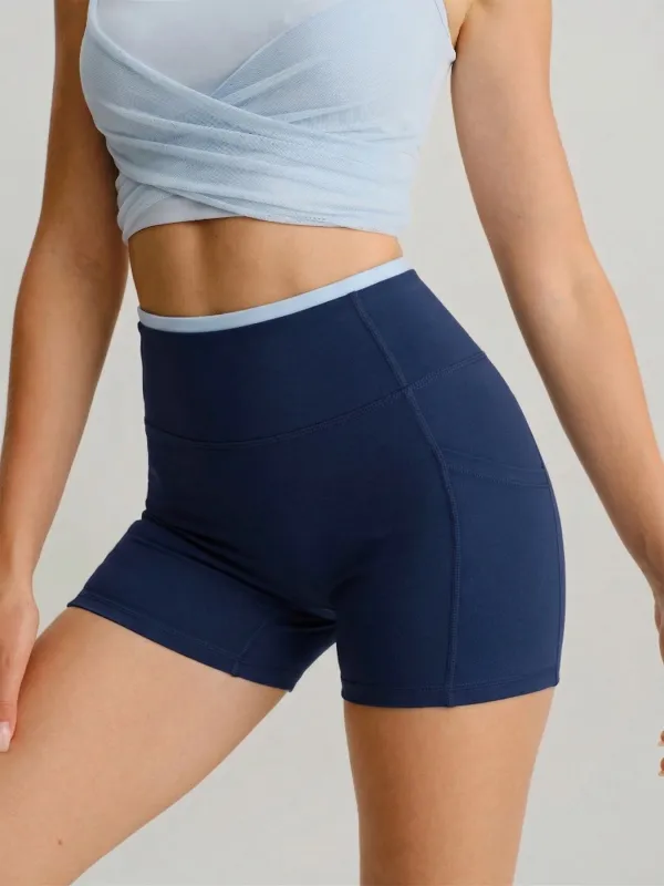 Navy High-Waist Pocket Biker Shorts 3" made by BERLOOK