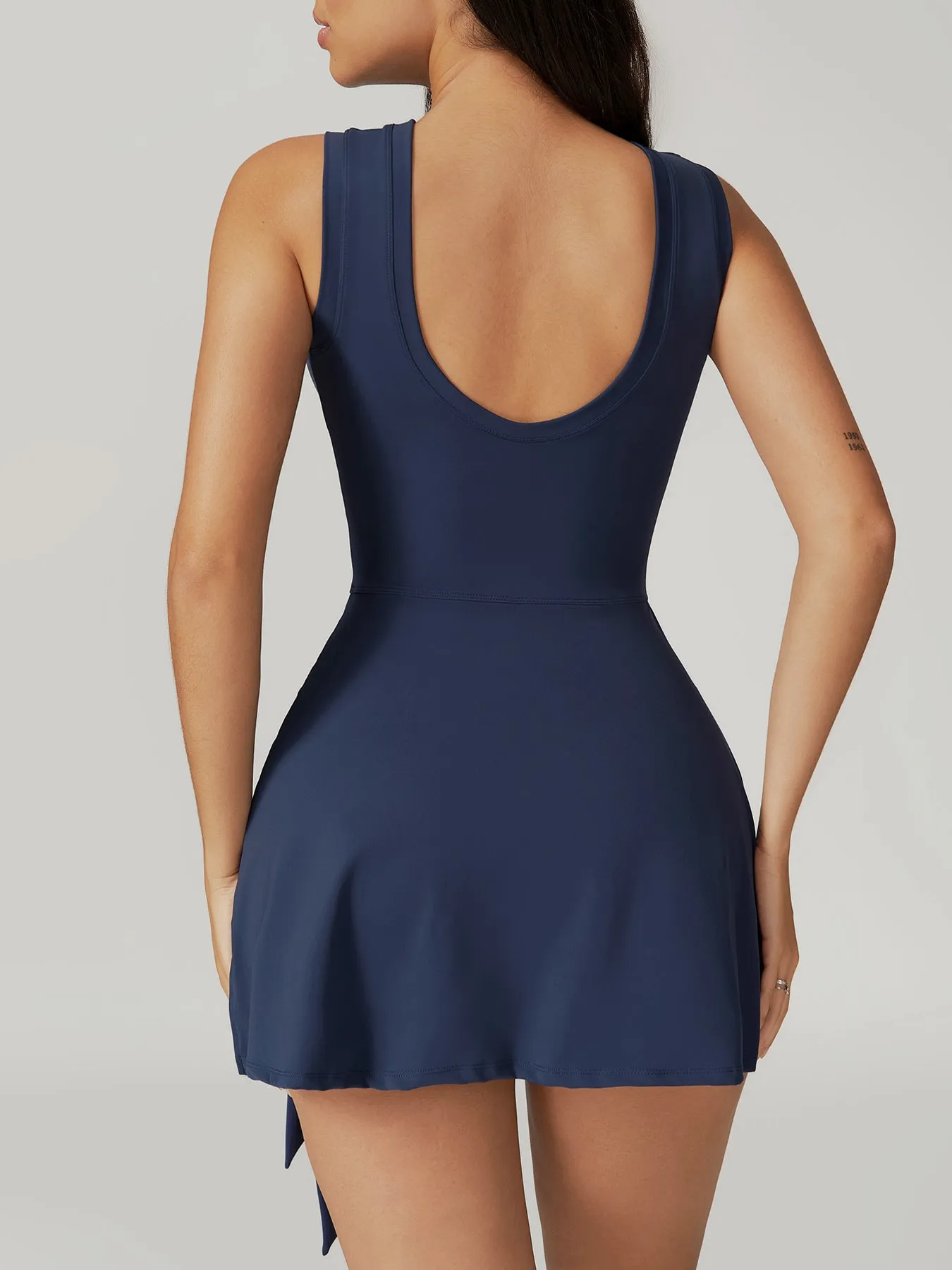 Navy Blue Wrap Tie Skort Romper sold by BERLOOK product image thumbnail 4