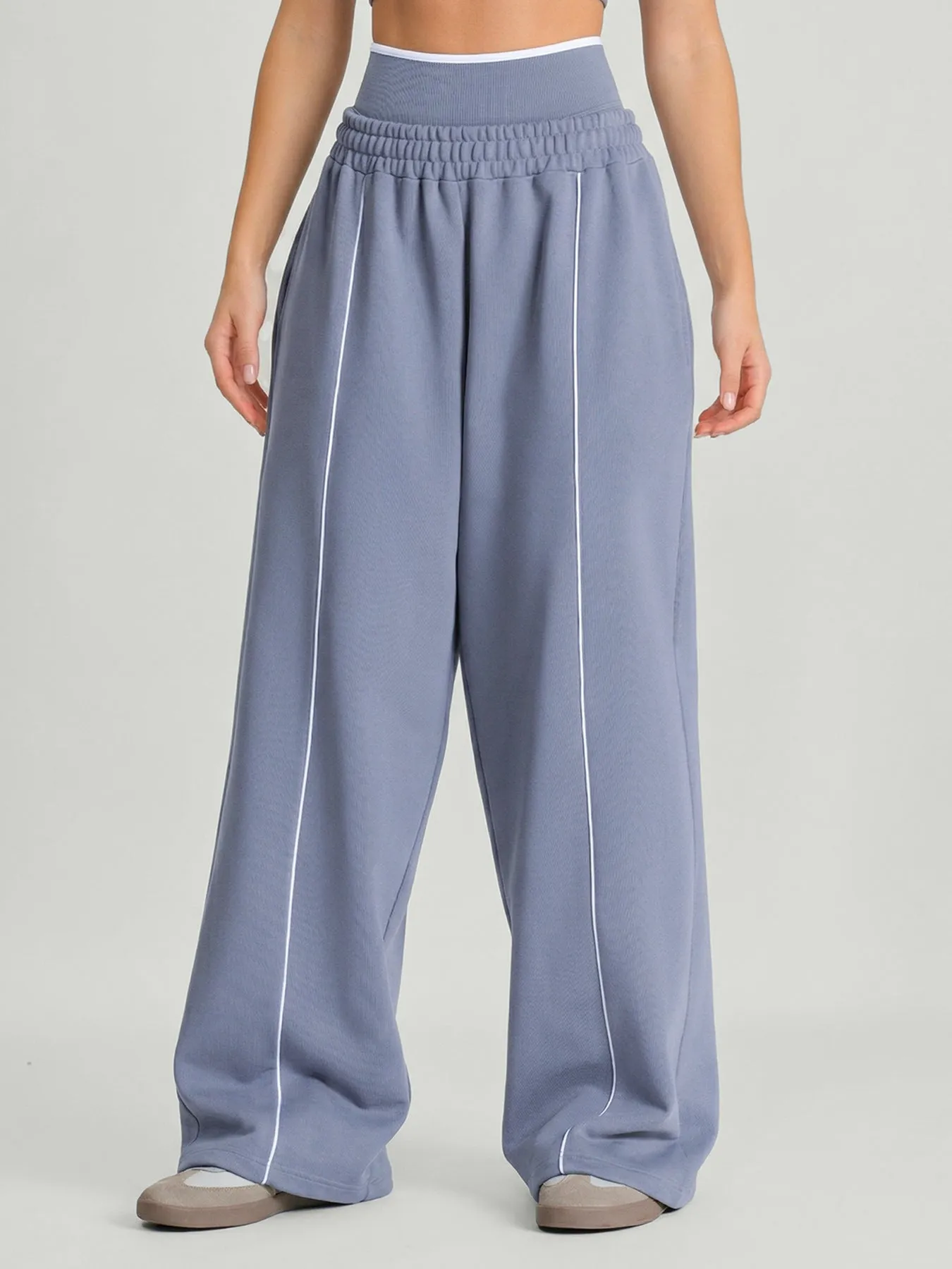 Dusty Blue Side Pockets Cotton Pants sold by BERLOOK product image thumbnail 3