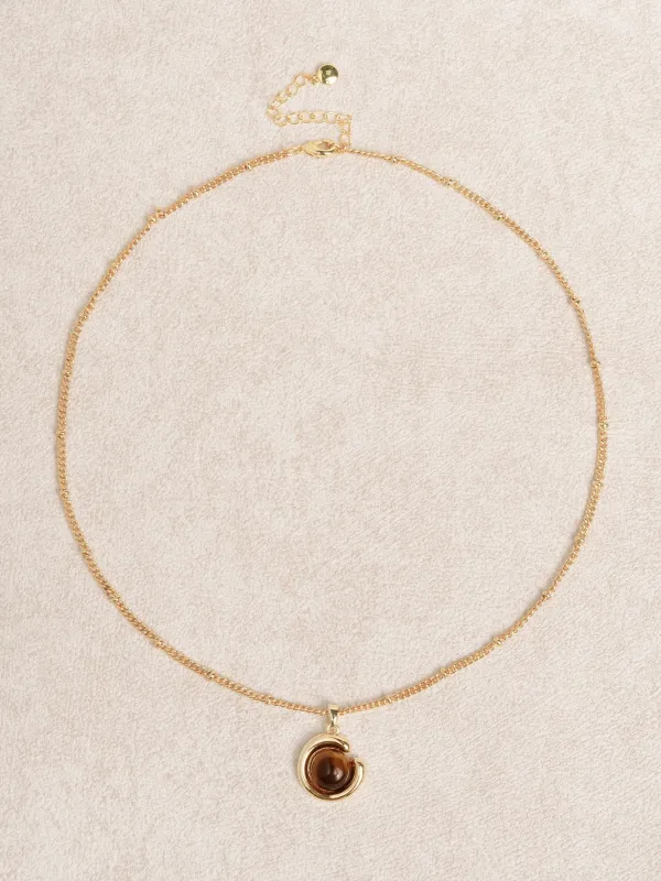 Tiger's Eye Moon Pendant Necklace made by BERLOOK
