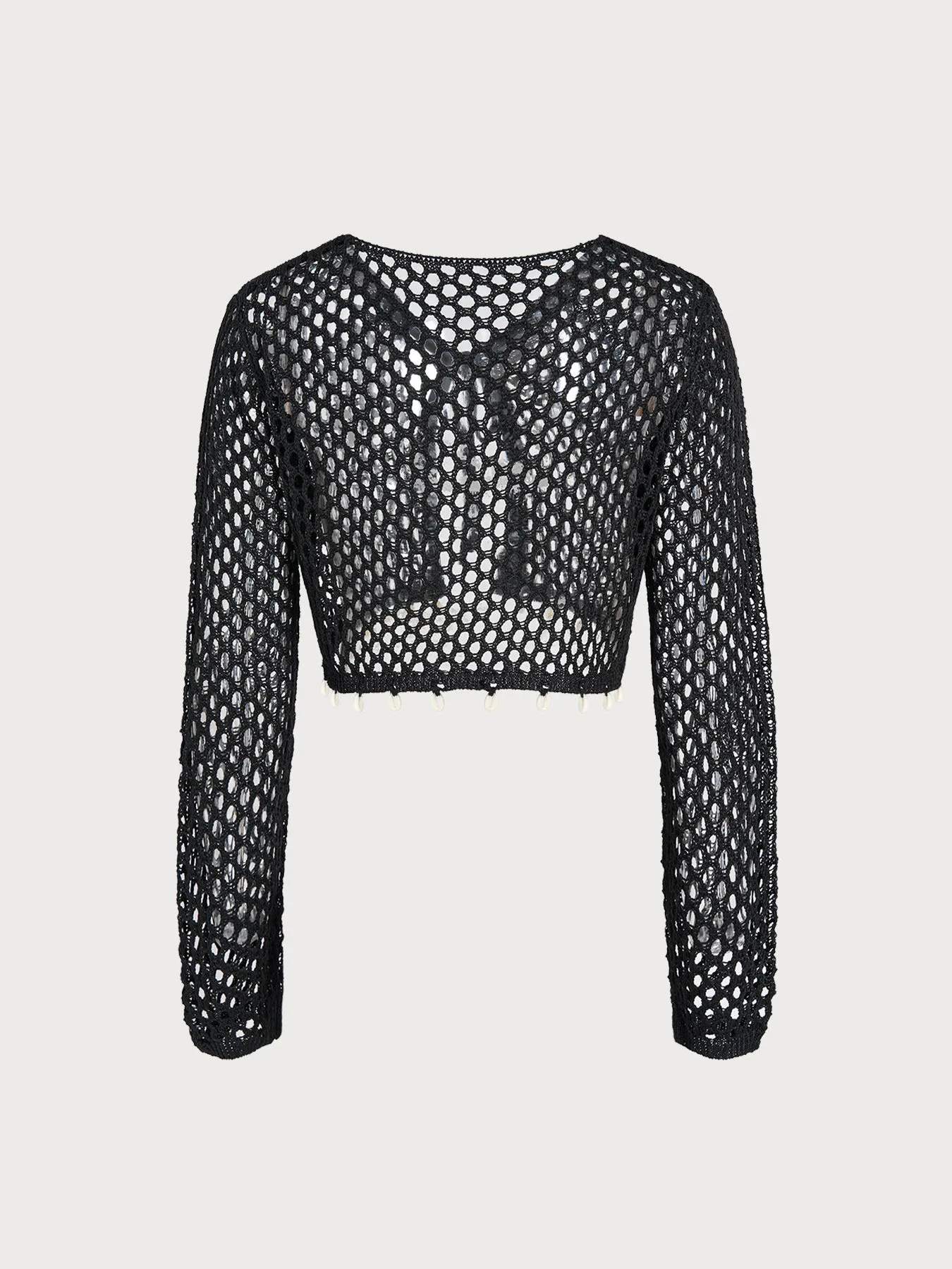 Black Crochet Cover-up Cardigan sold by BERLOOK product image thumbnail 2