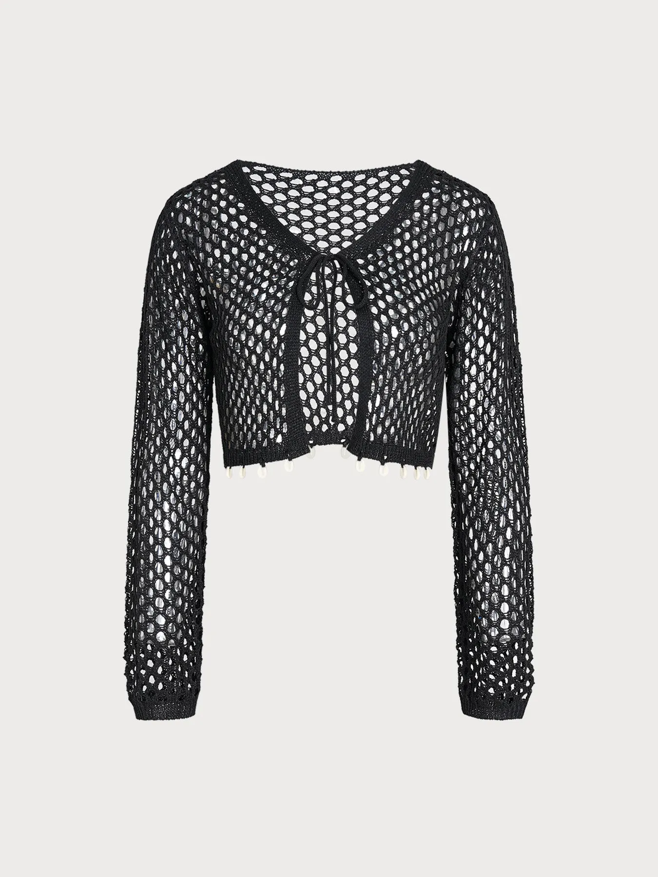 Black Crochet Cover-up Cardigan sold by BERLOOK