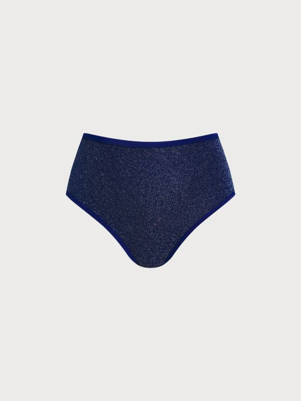 Blue Lurex Plus Size Bikini Bottom made by BERLOOK