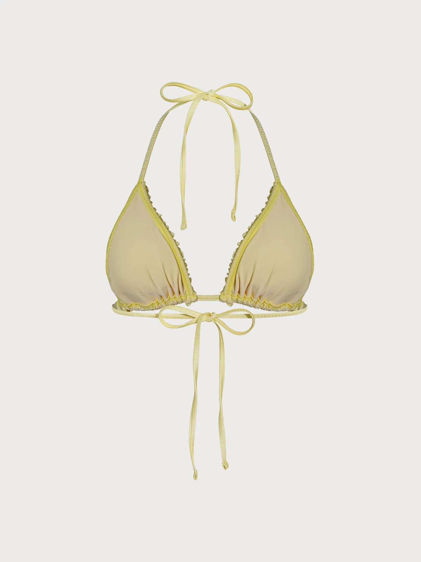 Yellow Ruffled Halter Triangle Bikini Top sold by BERLOOK product image thumbnail 2