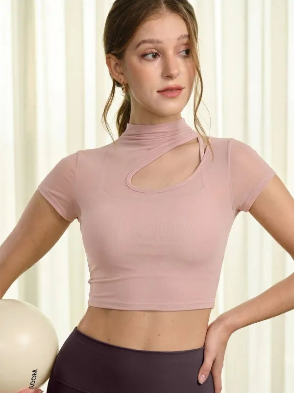 Pink Mesh Short Sleeve Top--Light Support made by BERLOOK