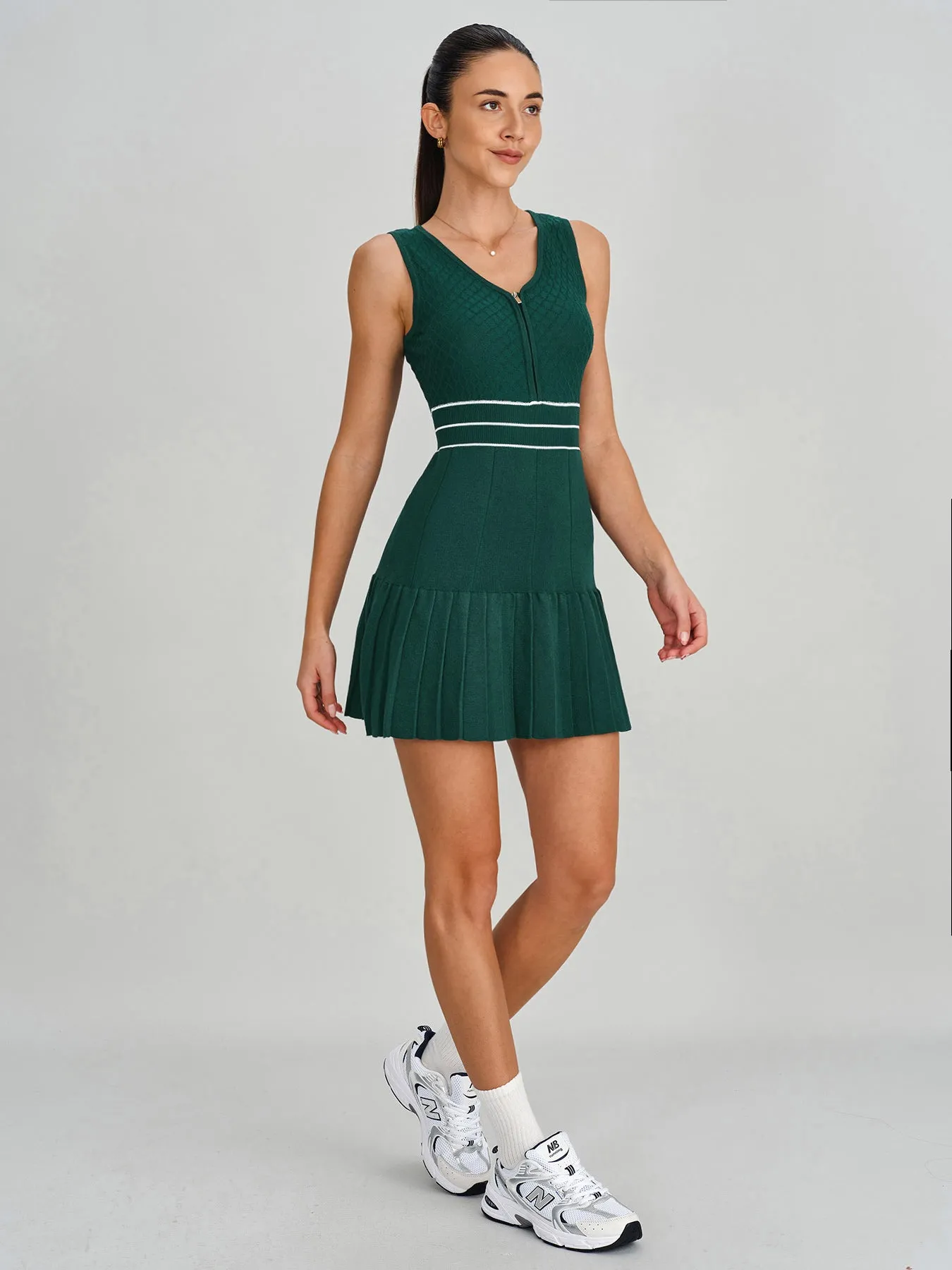 Olive Green Front Zip Line Sport Dress sold by BERLOOK product image thumbnail 5