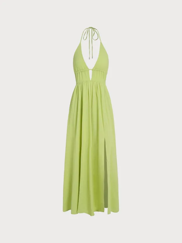 Green Cutout Cross Back Maxi Dress made by BERLOOK