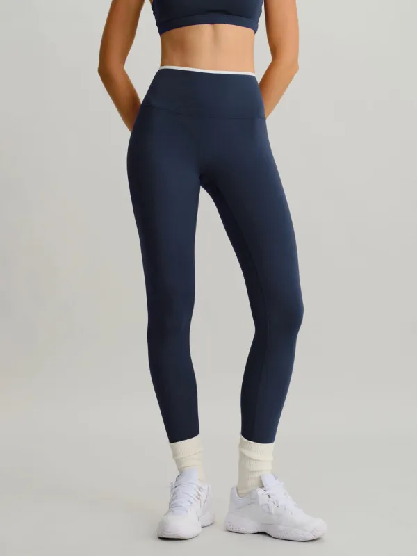 Navy High-Waisted Contrast Trim Leggings 25" made by BERLOOK