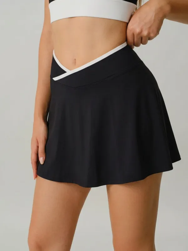 Black and White Crossover Tennis Skirt made by BERLOOK