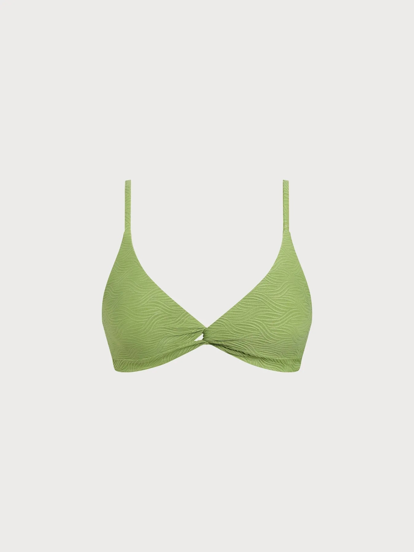 Light Green Textured Twist Cross Back Bikini Top sold by BERLOOK product image thumbnail 5