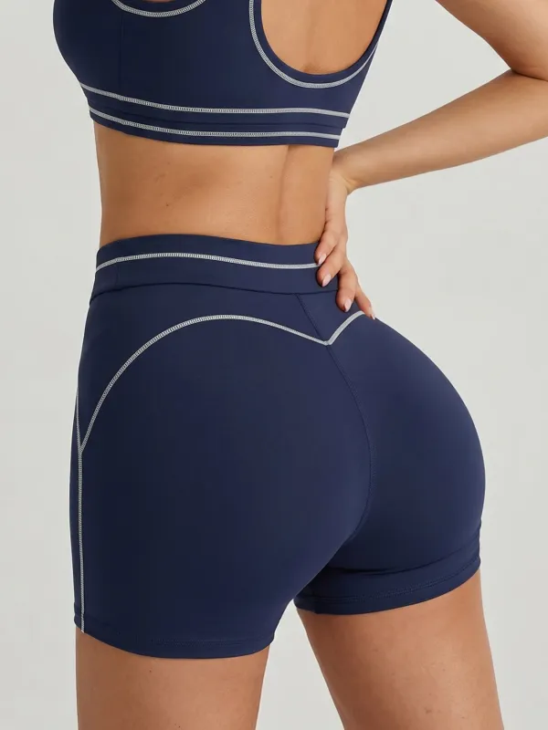 Navy Line Workout Shorts made by BERLOOK
