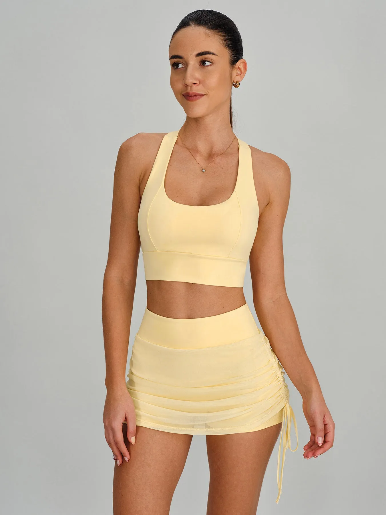 Light Yellow Crisscross Tie Back Sports Bra - Light Support sold by BERLOOK product image thumbnail 3
