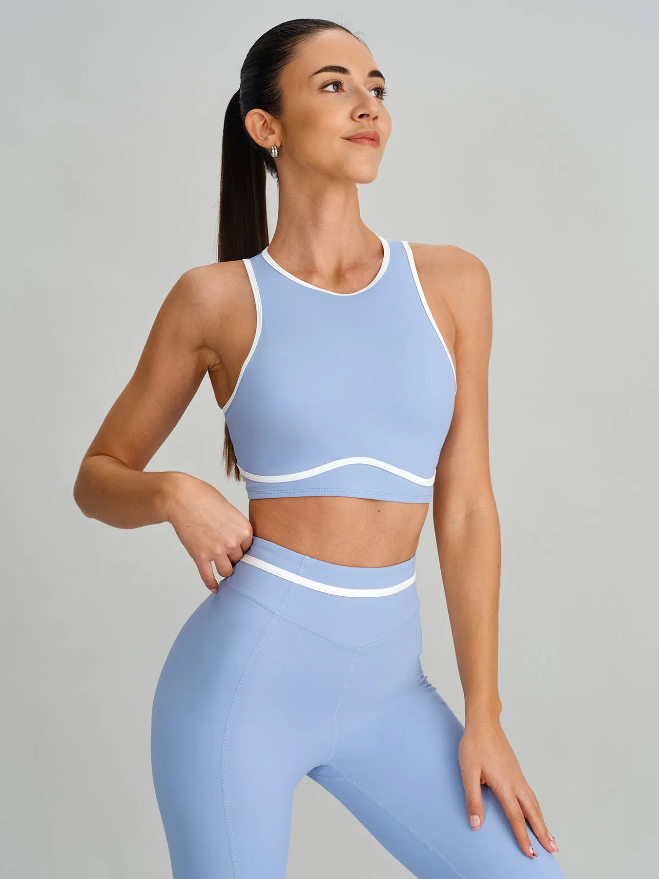 Light Blue Round Neck Line Tank Top sold by BERLOOK product image thumbnail 3