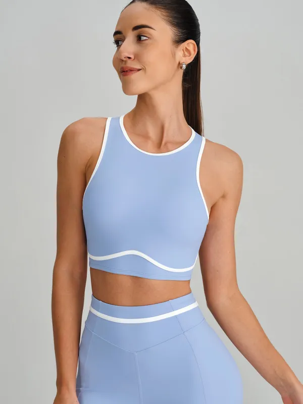 Light Blue Round Neck Line Tank Top made by BERLOOK