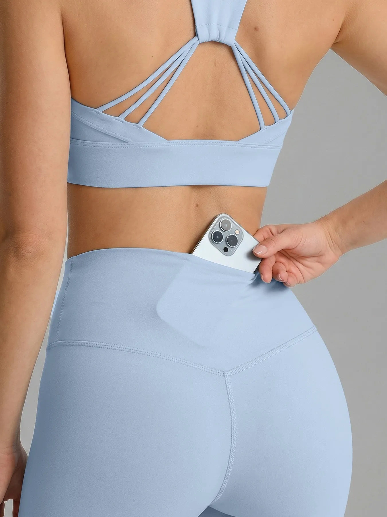 Light Blue High Waisted Leggings 24" sold by BERLOOK product image thumbnail 3