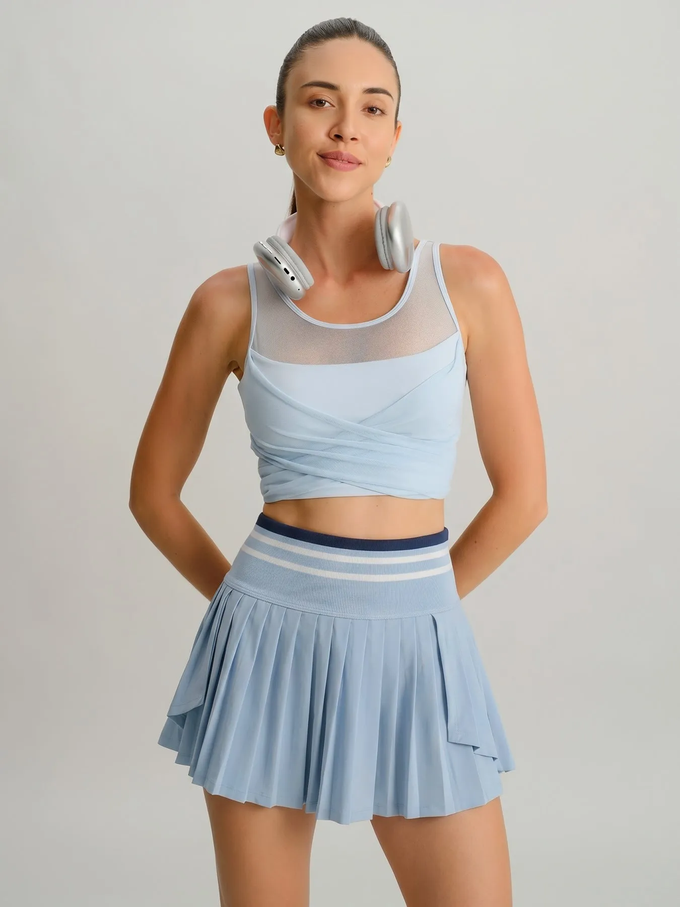 Dusty Blue Pleated High-Waist Sports Skirt sold by BERLOOK product image thumbnail 3