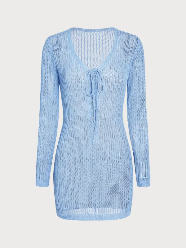 Blue Knit Crochet Cover-up made by BERLOOK