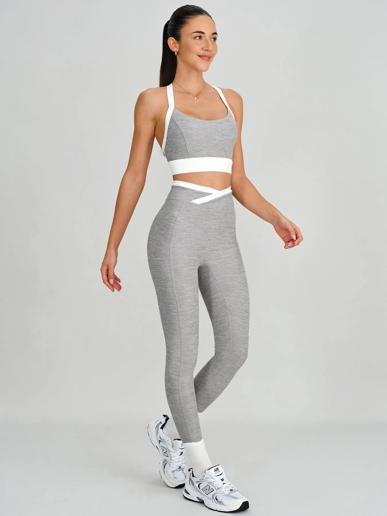 Heather Grey Color-Block U Neck Sports Bra - Light Support sold by BERLOOK product image thumbnail 3