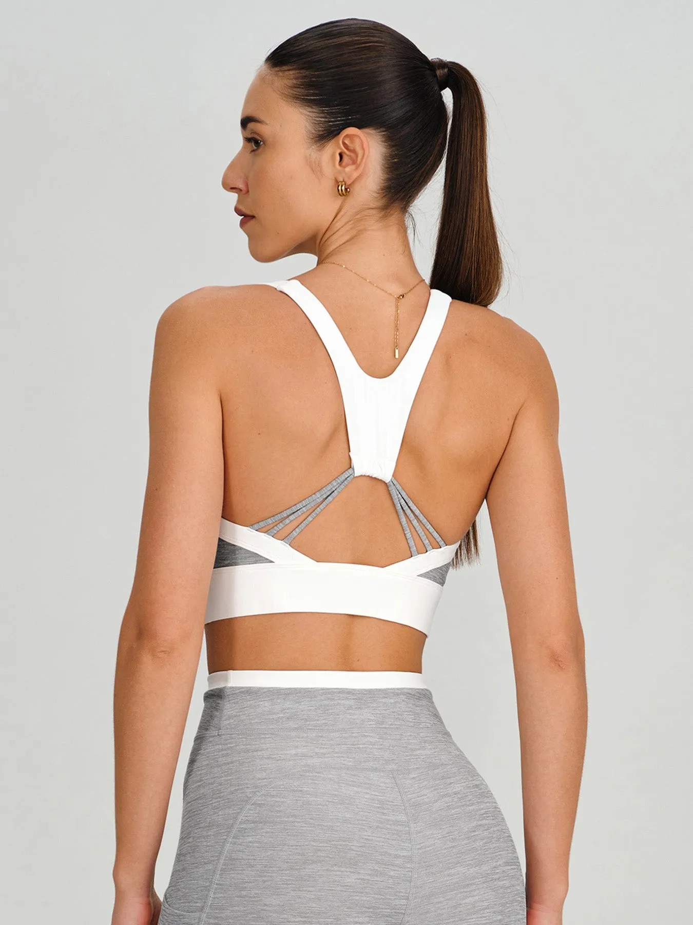 Heather Grey Color-Block U Neck Sports Bra - Light Support sold by BERLOOK product image thumbnail 2