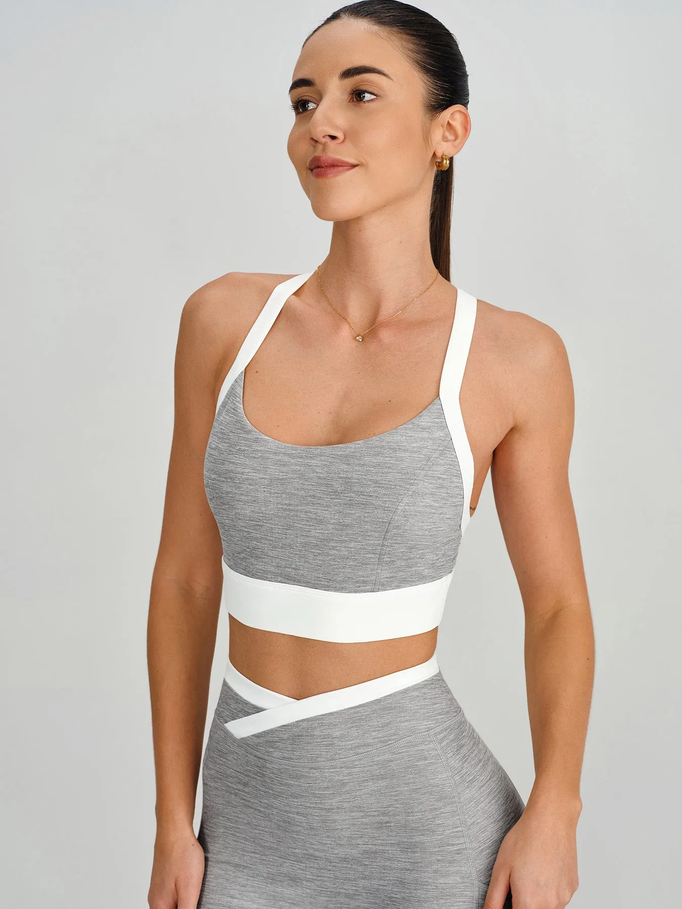 Heather Grey Color-Block U Neck Sports Bra - Light Support sold by BERLOOK product image thumbnail 5