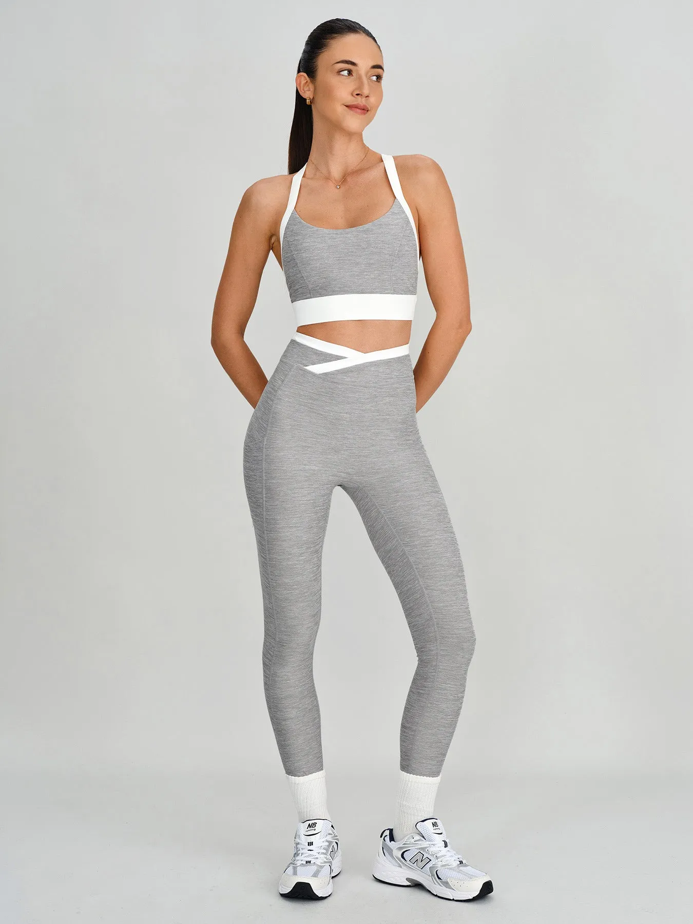 Heather Grey Color-Block U Neck Sports Bra - Light Support sold by BERLOOK product image thumbnail 4