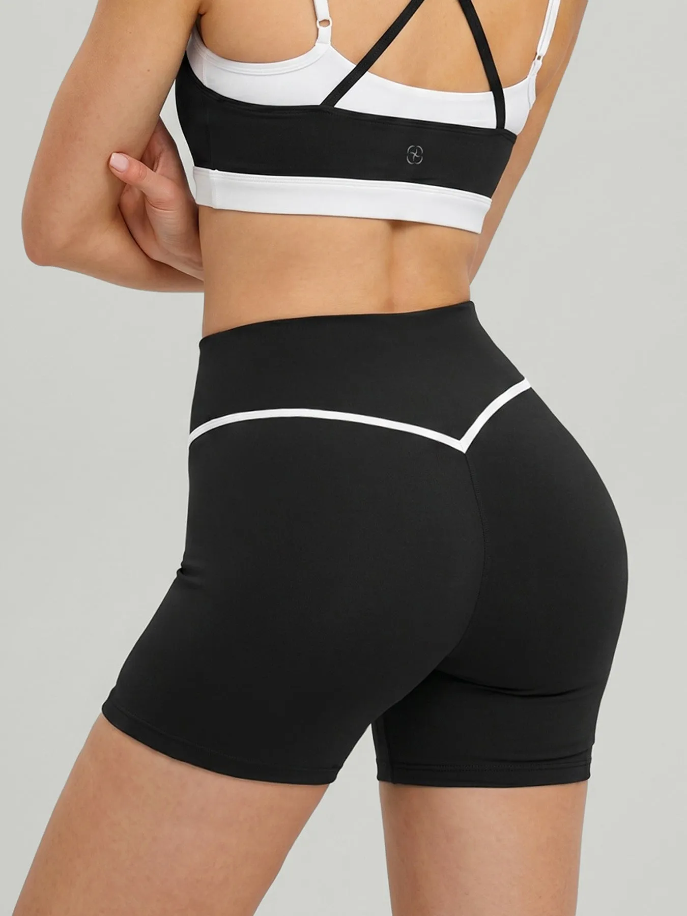 Black Contrast Trim High Waist Biker Shorts 3" sold by BERLOOK product image thumbnail 2